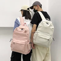 new solid color womens waterproof nylon backpack simple school bag for teenage girl shoulder travel bag school backpack