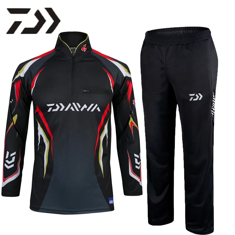 

Новинка, летняя тонкая дышащая одежда для рыбалки, рыболовный костюм с длинным рукавом, крутая на ощупь рубашка с воротником-стойкой + брюки,...