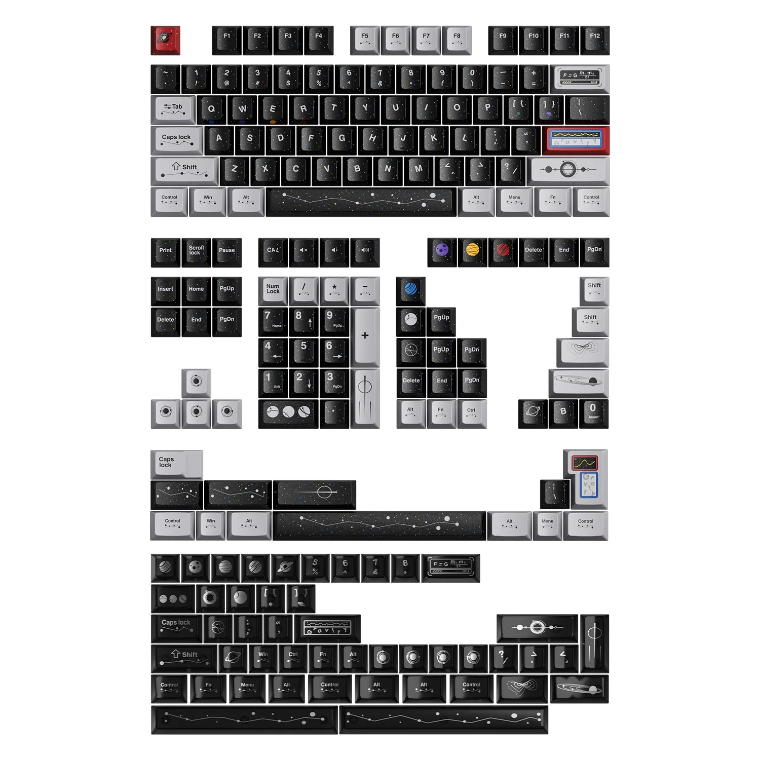 Колпачки для клавиш Piifox Weightless Planet Pbt оригинальные 146 ПК прозрачные колпачки