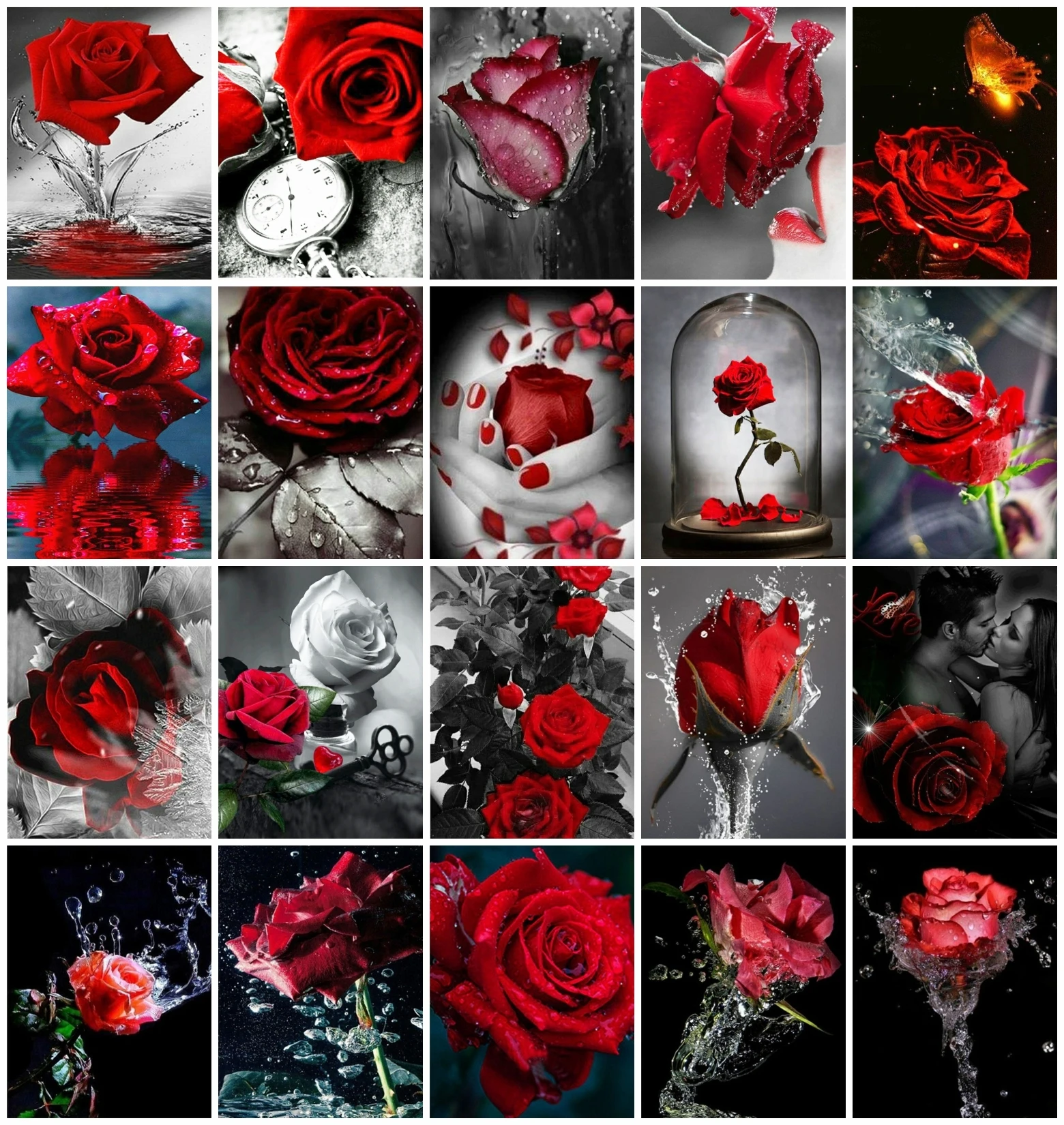 

AZQSD DIY Oil Painting Rose Hand Heart On Canvas Frameless Acrylic Paint Painting By Numbers Flower Handpainted Wall Decor Gift