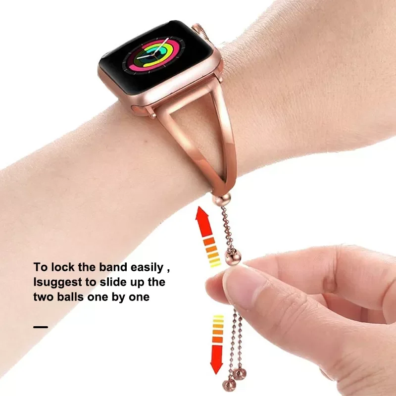 Women Strap for Apple watch 7 SE 6 5 4 band 40mm 44mm 41 45mm Stainless steel metal bracelet correas for iWatch 38 42mm series 3