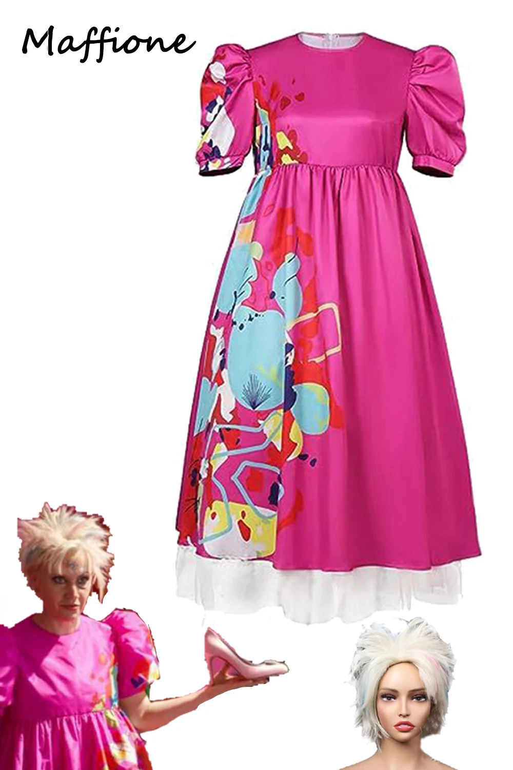 

Weird Barbei Cosplay Women Dress Wig Outfits 2023 Margot Movie Barbier Disguise Costume Adult Women Halloween Roleplay Suit