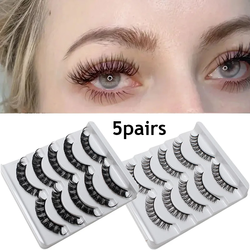 

DD Curl Eye Lashes 5 Pairs Russian Strip Lashes Faux Eyelash Reusable Fluffy Beauty 3D Mink Eyelash False Eyelashes Extension