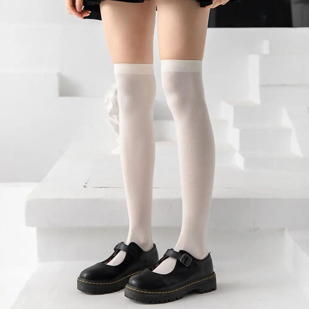 Knee High Socks Lolita Breathable High Elasticity Solid Color Above Knee Length Casual Boot Socks medias images - 6
