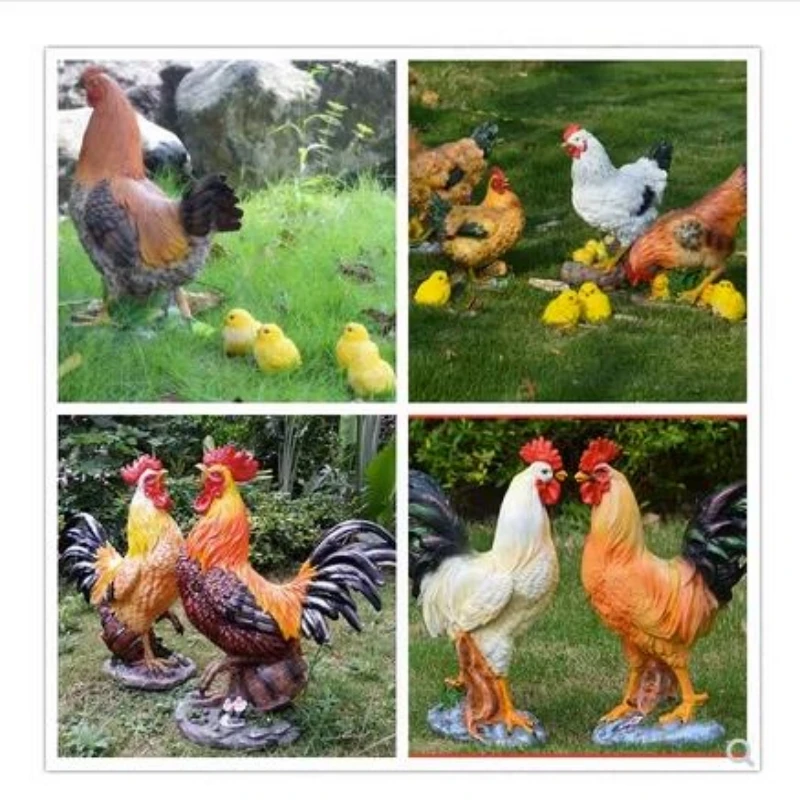 Фото Статуя искусственная и куриная, декоративное ремесло для уличного двора, детского сада, газона №2