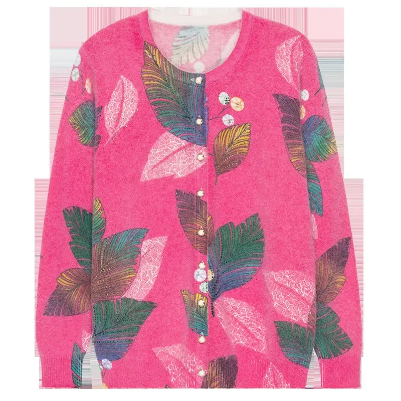 Женские свитера кардиган на весну и осень маленький с принтом женский свитер