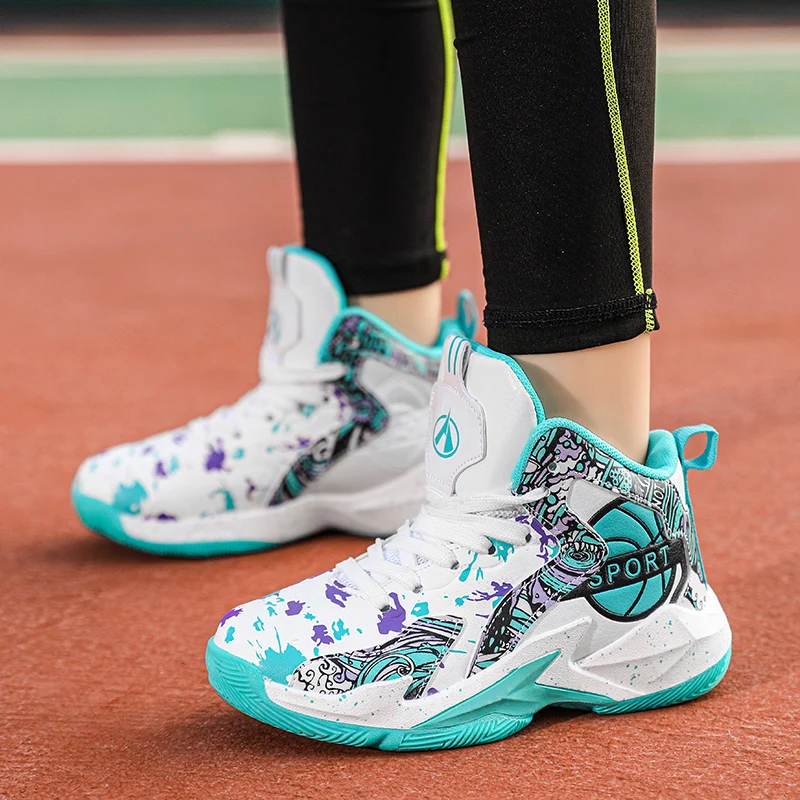 Brand Kids Sneakers Boys Basketball Shoes for Children High To Help Shockproof Kids Sport Shoes Boy Non-slip Basketball Shoes