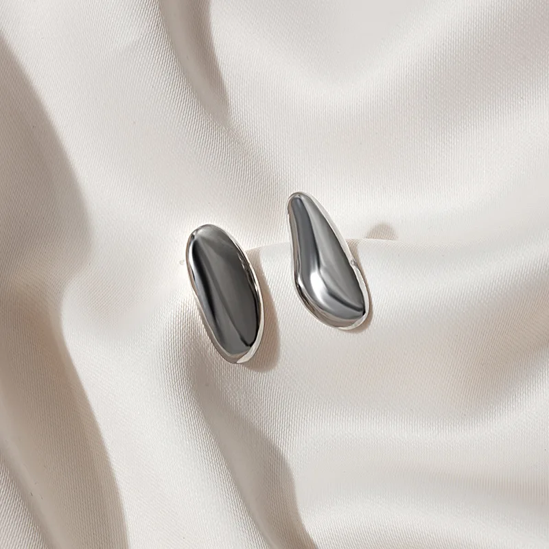 

Irregular Asymmetric Geometric Metal Stone 925 Silver Earrings Frosted Texture Stud Earrings for Women Jewelry Wholesale