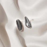 irregular asymmetric geometric metal stone 925 silver earrings frosted texture stud earrings for women jewelry wholesale