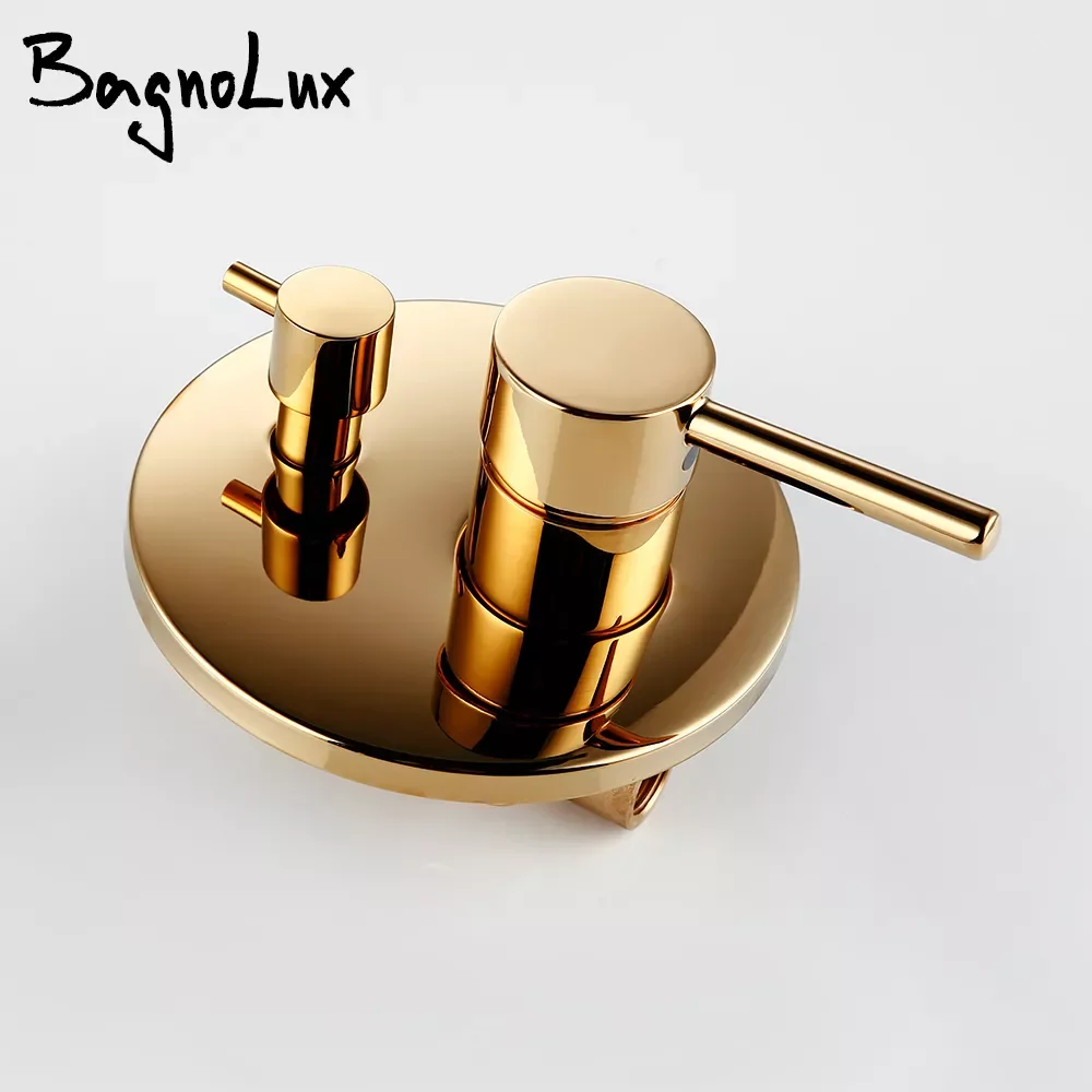 

Black Gold chrome Round Solid Brass Concealed 2 Way Diverter Shower Valve Mixer Water Tap Bathroom Accessories Water Faucets
