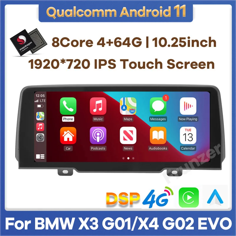 

Android 11 Snapdragon 6G 128G Car Multimedia Player GPS Navigation for BMW X3 G01 X4 G02 EVO 2018 2019 2020 Radio Stereo CarPlay