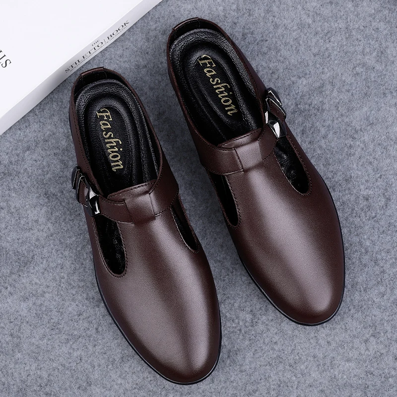 2022New Hot Sale Summer Half Drag Men Outdoor Casual Flats Fashion Sandals Genuine Leather Beach Shoes Quality Non-slip Slippers