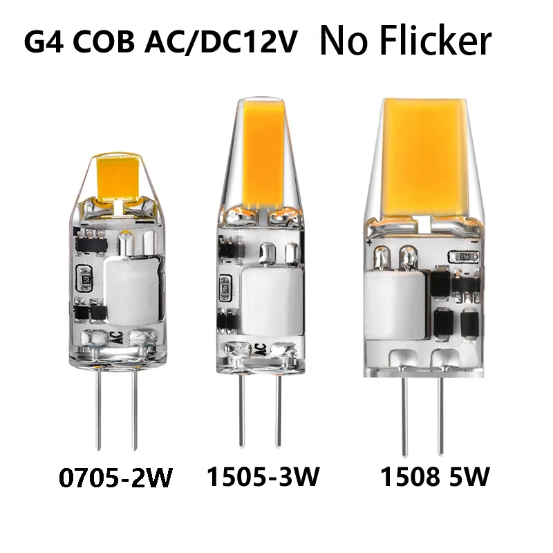 10X G4 Led Cob Силиконовая лампочка 3W 5W Dc 12V Домашняя лампа Холодная естественная белая