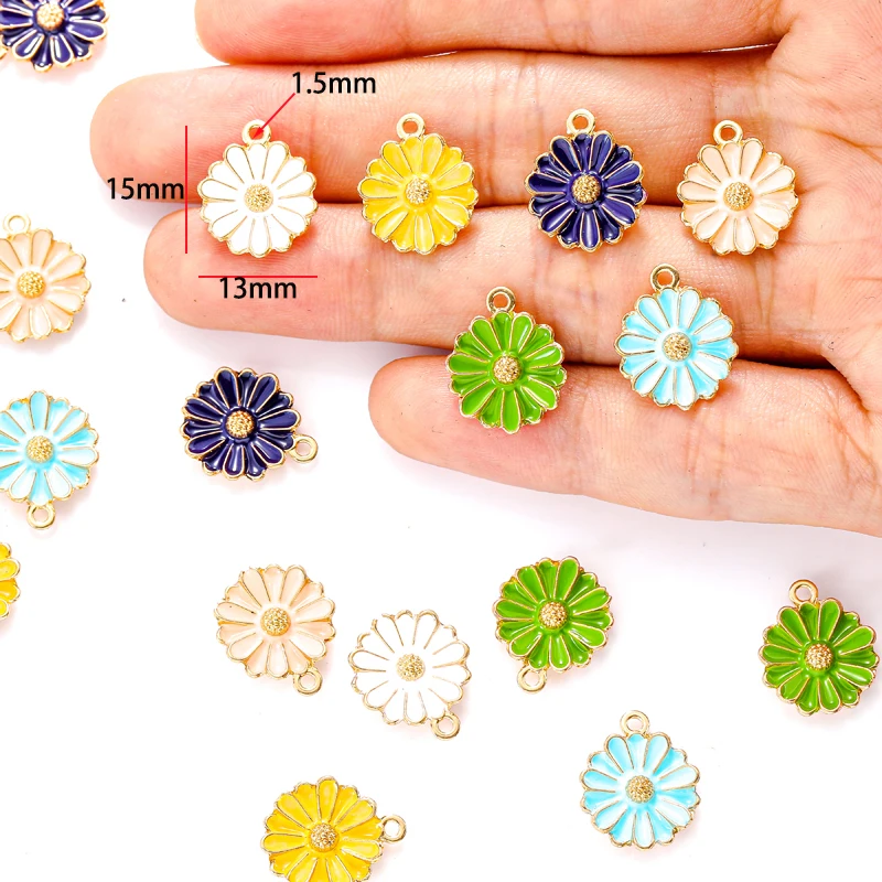10 шт. 7 цветов эмалевые маргаритки с цветными блоками Очаровательные Подвески