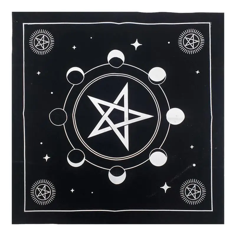 

Velvet Table Cloth For Tarot Square Pentagram Black Altar Cloth Spiritual Tarot Cards Table Cloth Divination Witchy Gifts For