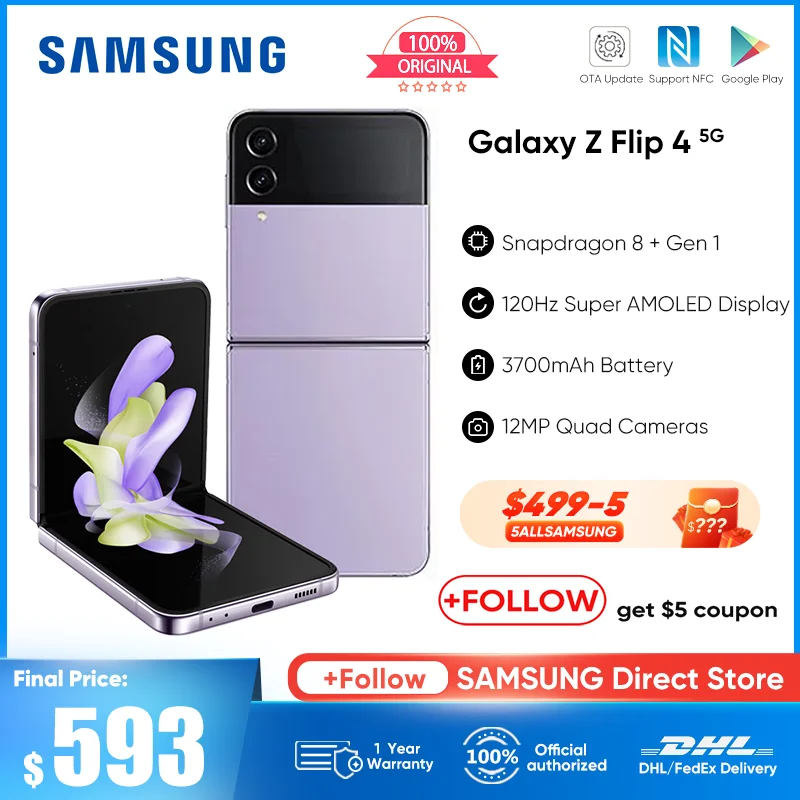 Original 2022 Samsung Galaxy Z Flip 4 Flip4 5G Smartphone 12