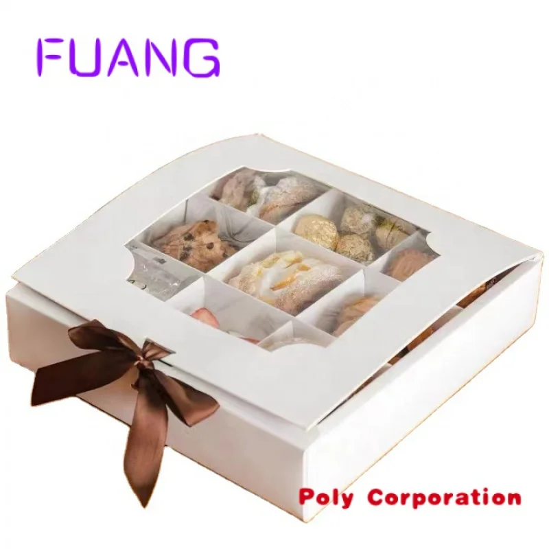 Customize folding cookie box package paper box custom  chocolate/donuts/sweet bakery/cake/ for paper food box with dividers