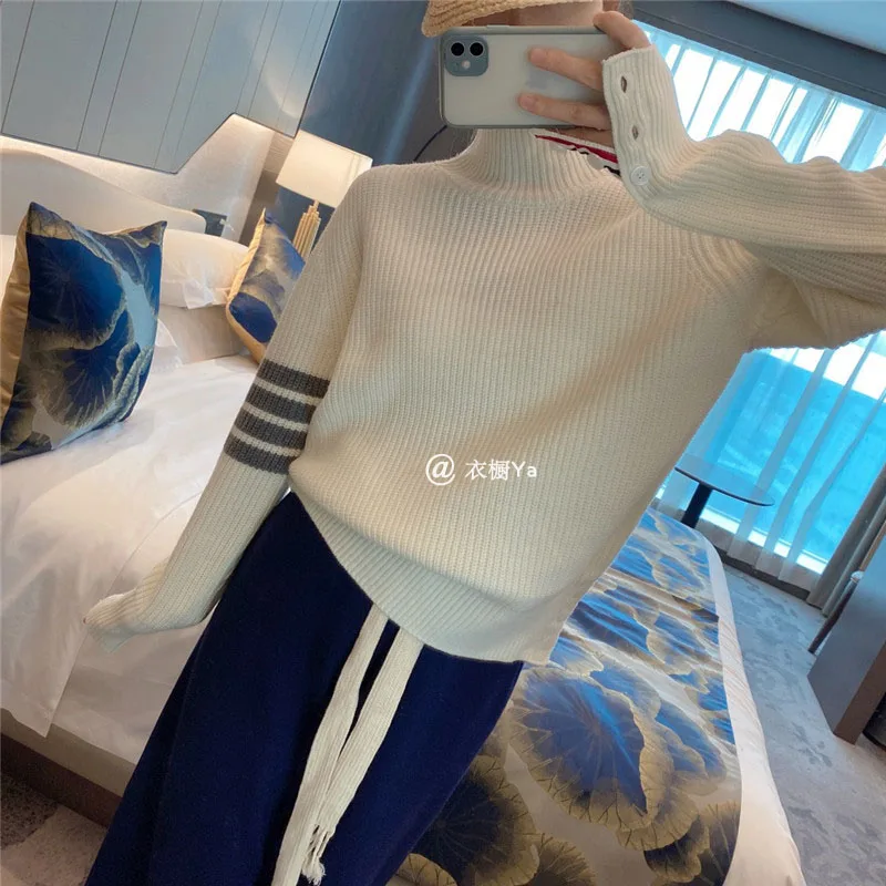 

Tb College Style Women's Turtleneck Sweater Women's Spring Outer Wear Pullover All-match Thin Bottoming Shirt