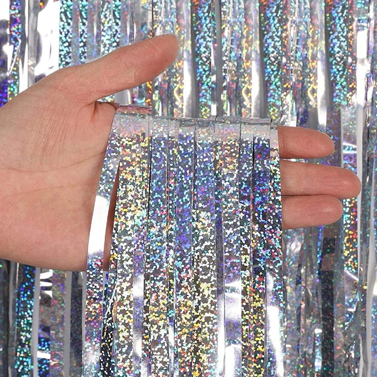 Лазерный дождь Шелковый занавес двери день рождения свадьба фоновая стена