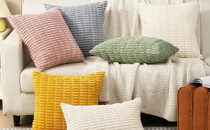 

Вельветовые наволочки воздухопроницаемые и удобные мягкие наволочки, Современная полосатая квадратная наволочка, наволочка для украшения дома