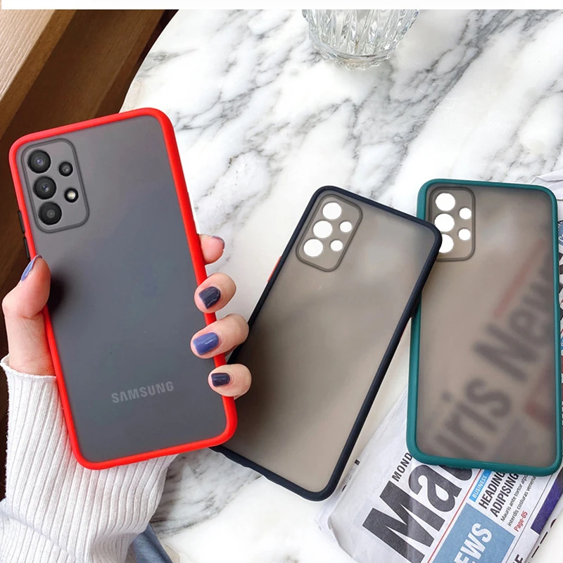 

Translucent phone Bumper Case For Samsung Galaxy A32 A52 A72 5G S20 FE S9 S10 S21 A11 A22 A21S A31 A41 A51 A71 A12 Matte Cover