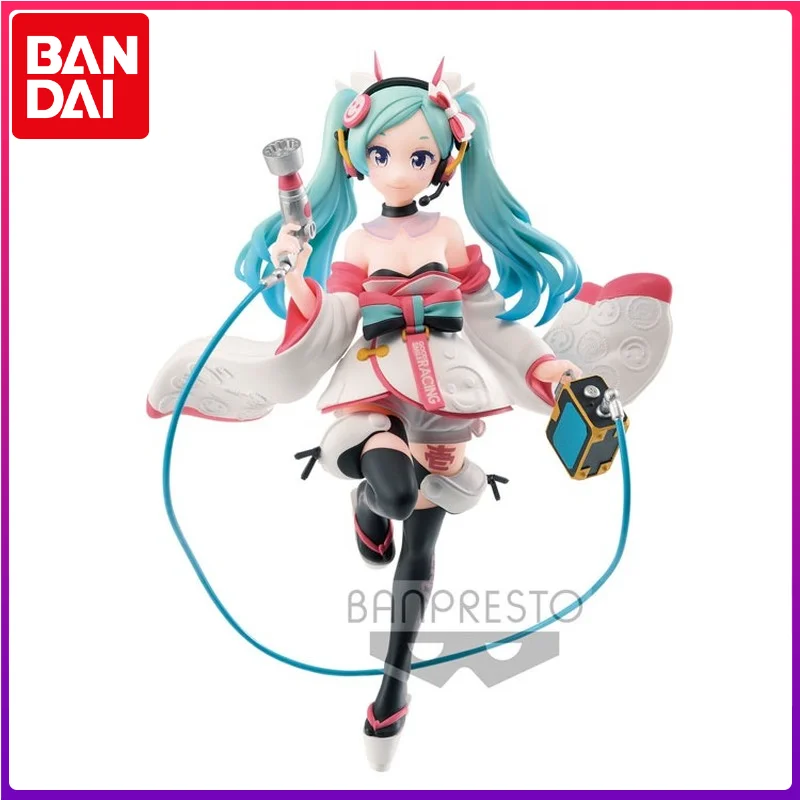 

Bandai Genuine Anime Hatsune Miku Action Figures Collectible Model Racing club Chinese clothes Ornaments Toys Gifts for Kids