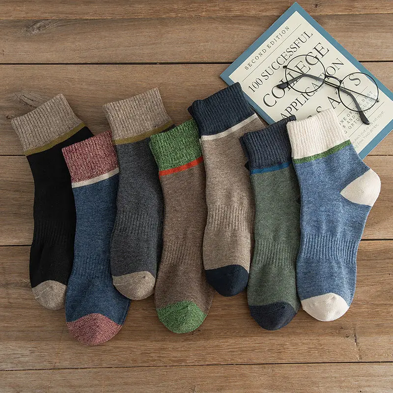 

5 Pairs/lot Japanese Harajuku Socks Autumn Winter Warm Men's Socks Thicke Towel Terry Cotton Sock Male Gift Sports Running Socks