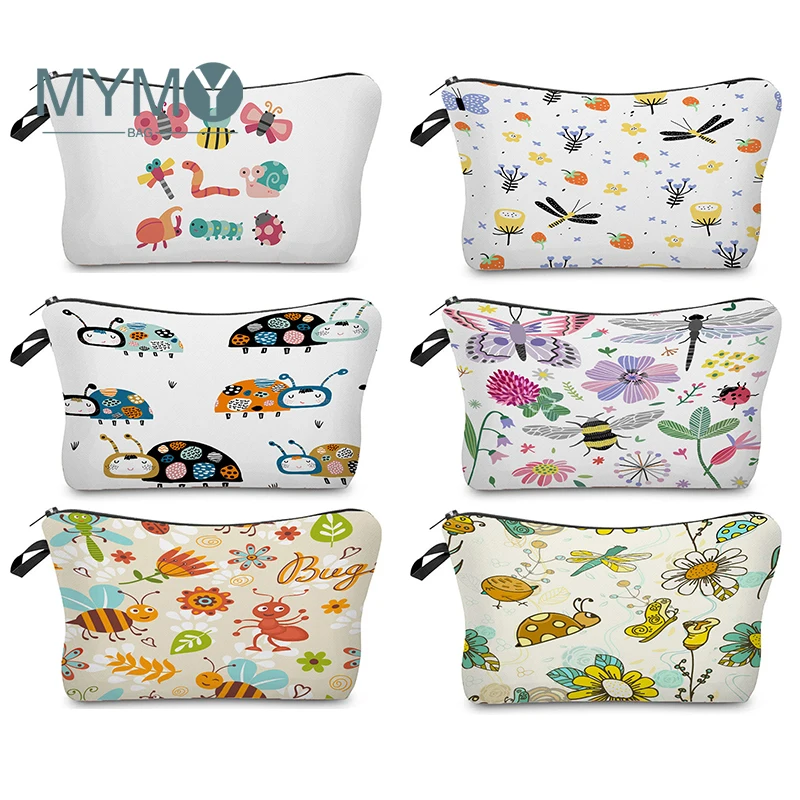 

Cartoon Cute Insect Print Cosmetic Bag Travel Toiletry Tool Organizer Pouch 3D Pattern Student Storage Bags Women Makeup Bag
