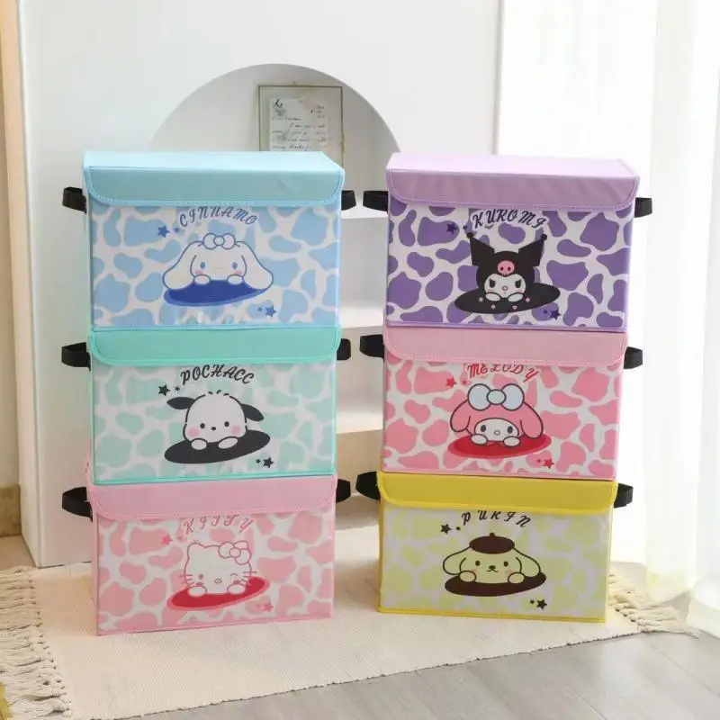 

Ящик для хранения Kuromi Hello Kitty My Melody Sanrio вместительный тканевый ящик для хранения в спальне мультяшная складная детская игрушка для гостиной