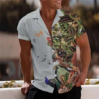 summer tropical floral shirt men 3d beach holiday short sleeve luxury shirt v neck oversized 5xl tops tee shirt homme man blouse