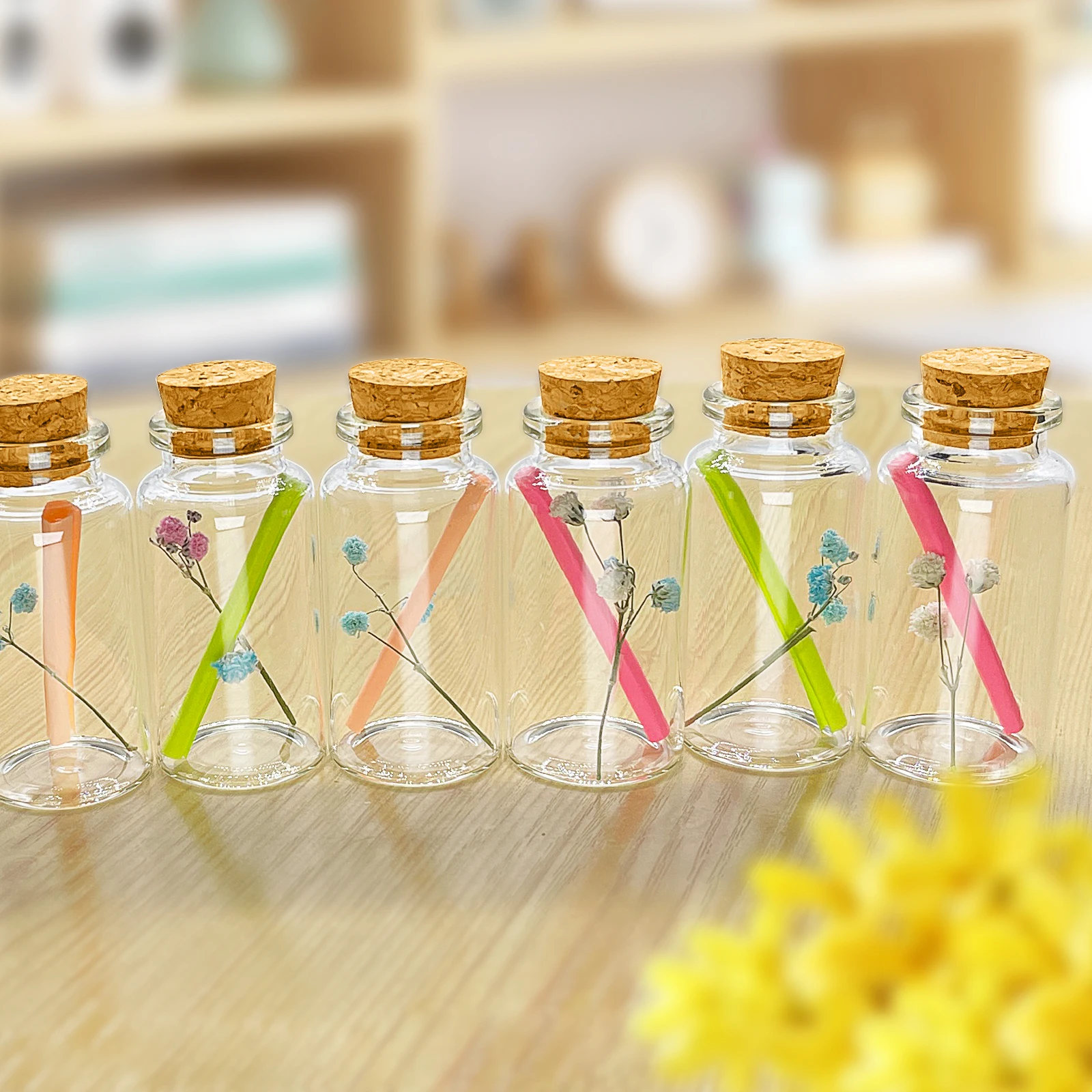 25ML Mini Small Glass Bottles with Cork Stopper Clear Wish Bottle Tiny Glass Bottle Jars Hanging Decoration Wedding Decor Vials images - 6