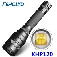 10000lm xhp120 4 core high quality zoomable powerful led flashlight torch 8000lm 18650 battery waterproof camping light lantern