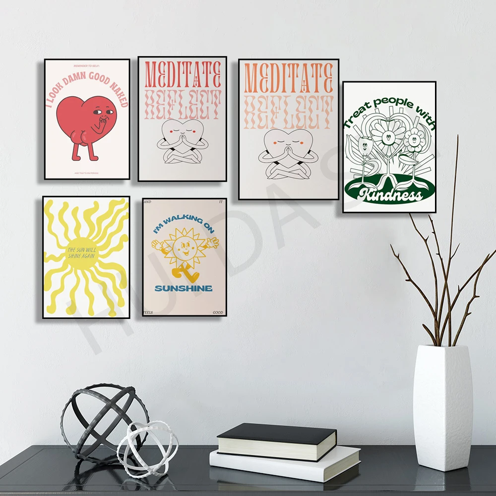 Ретро настенное искусство ретро стены 70s печать трендовая Настенный декор