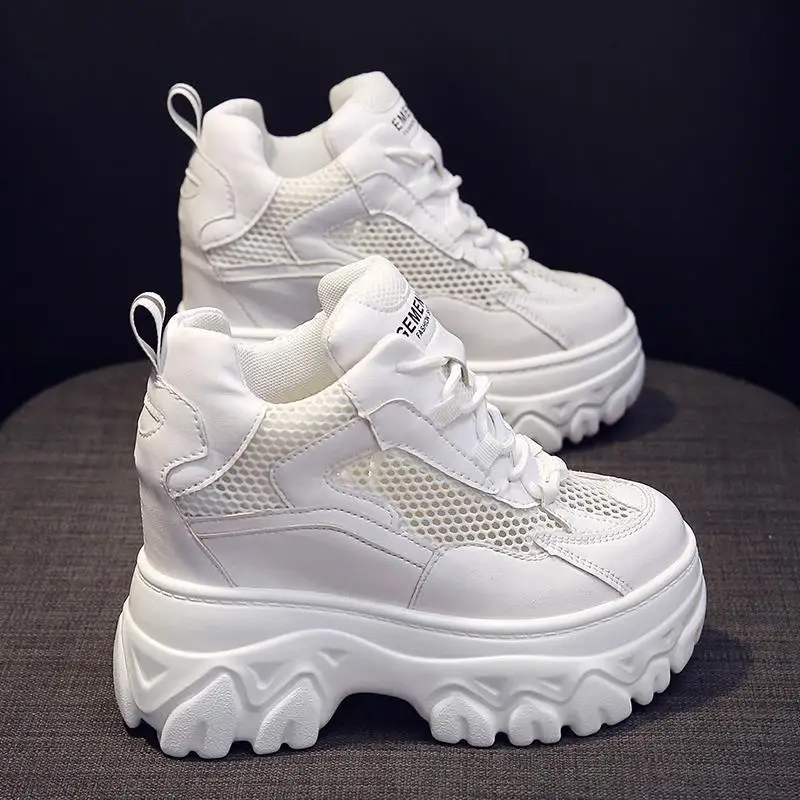 

Height Increasing Insole Women's Spring and Summer 10cm White Shoes 2023 New Mesh Breathable Platform Muffin Daddy Shoes