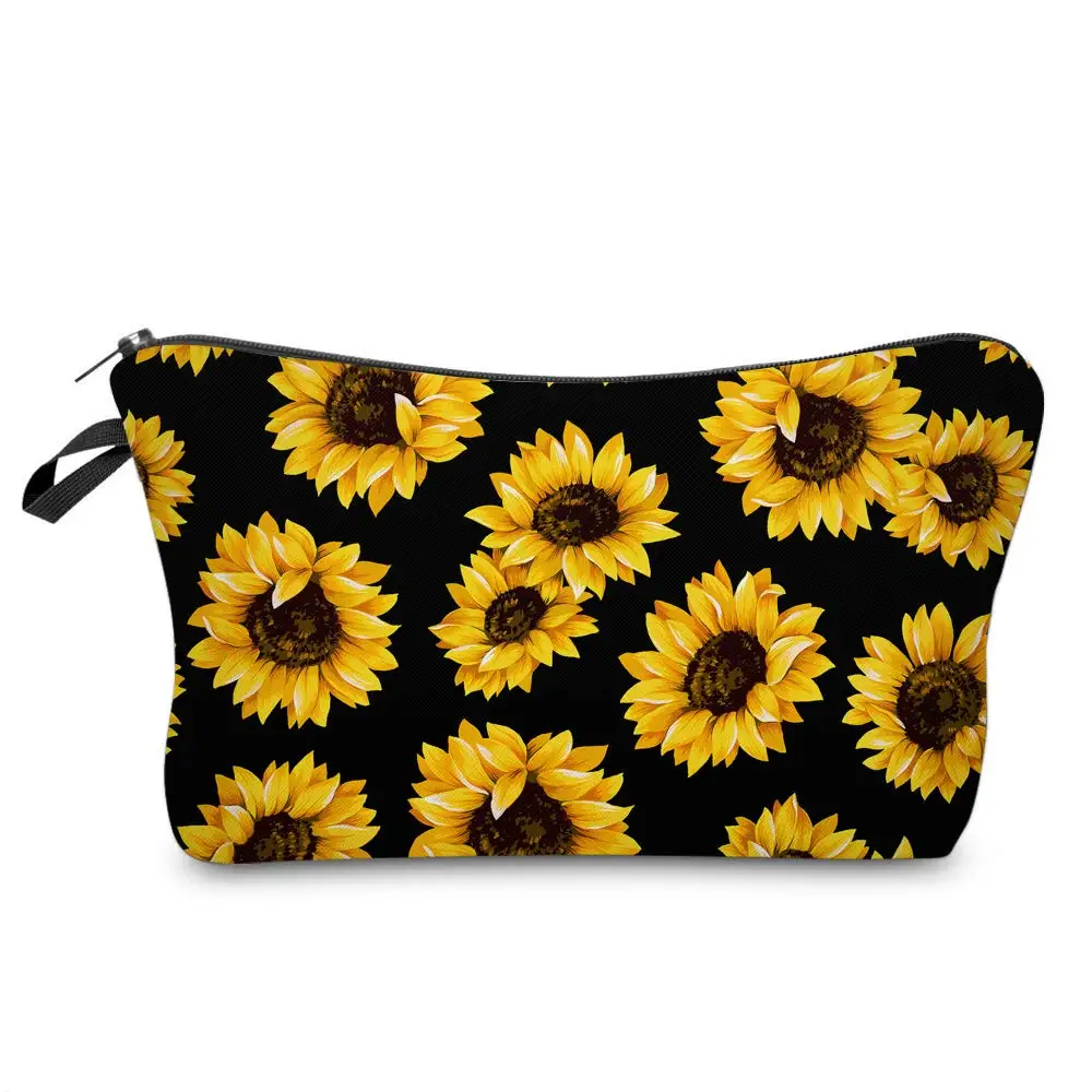 

Cosmetic Bag Waterproof Makeup Bags for Women Small Makeup Pouch Travel Bags for Toiletries Sunflower Skull Animal Pencil Cases