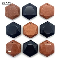 1pcsbag natural obsidian gold sandstone hexagonal star necklace lady 28mm charm jewelry diy bracelet sweater chain accessories