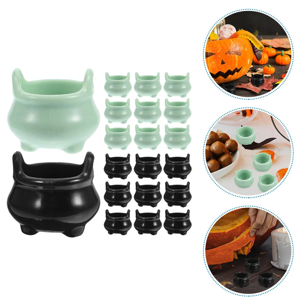 

20 Pcs Miniature Cauldron Toys Kettles Venue Setting Props Halloween Cauldrons Plastic
