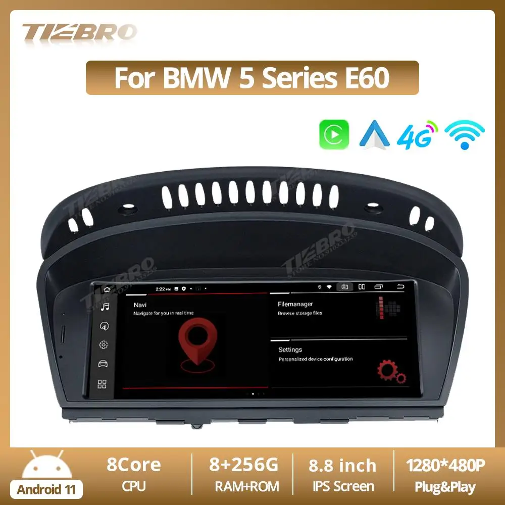 

Мультимедийный плеер TIEBRO 8,8 дюймов GPS 1280*480P Android для BMW 5 серии E60 E61 E62 E63 CCC/CIC Carplay BT системы