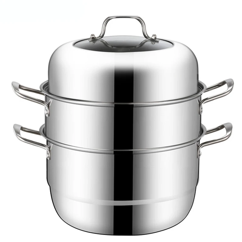 

304 Stainless Steel 3-Tier/Layer Steam Cooker pot, Kitchen Multi-function Steam Pot, For Induction Cooker Gas Stove steam pot
