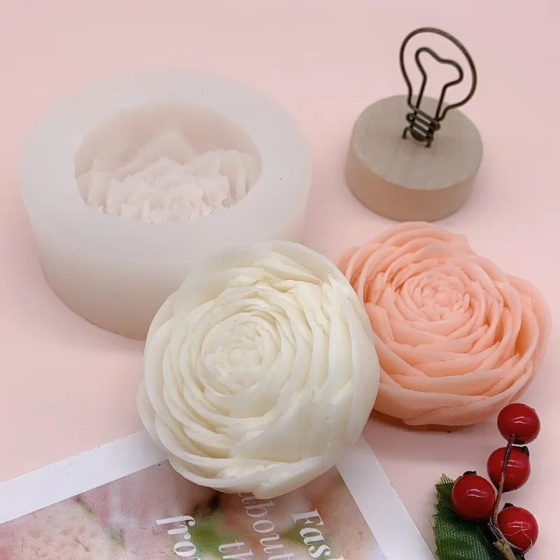 

3D Flat Round Rose Silicone Mould Handmade DIY Gypsum Aromatherapy Candle Ornament Creative Home Decoration 7.5x7.5x3cm