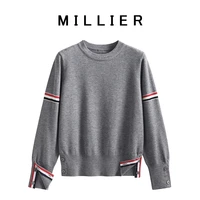 four bar crew neck sweater female autumn and winter new style tb double armband pullover sweater college style bottoming shirt