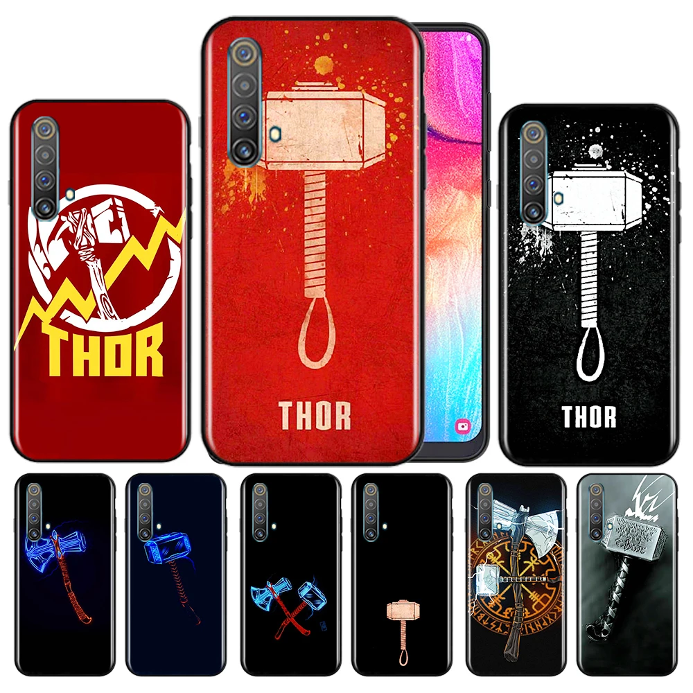 

Marvel Mjolnir Phone Case For OPPO Reno 7 6 5 4 3 SE Z F Pro Plus 4G 5G Black Silicone TPU Cover