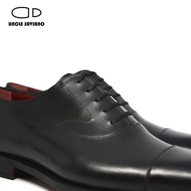 Uncle Saviano Oxford Dress Men Shoes Genuine Leather Handmade Fashion Luxury Designer Business Wedding Formal Best Man Shoes