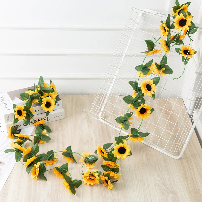 

2.5m Artificial Flowers Sunflower Vine Fake Plant Vine Flower Rattan for Wedding Decoration Home Garden Decor Fake Flower
