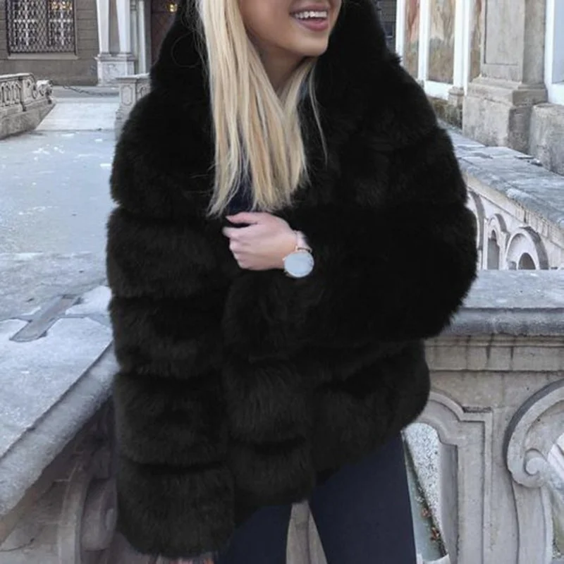 Faux Fox Fur Coats Female Fur Jacket Casual Party Overcoat Fluffy Faux Fur Coat Women Winter Jacket Fashion Thick Warm Overcoat