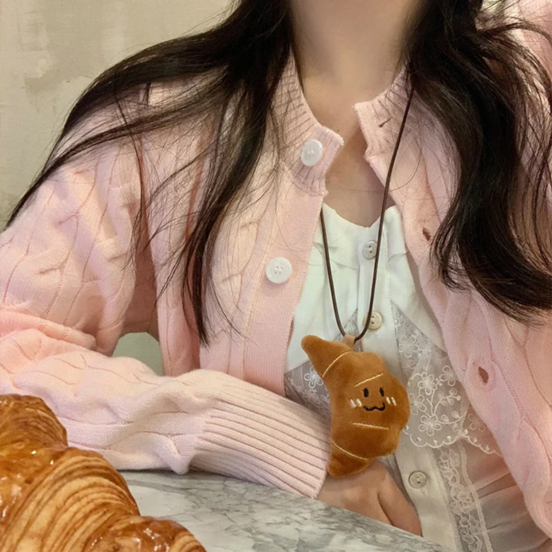 Kawaii забавный круассан серия хлеба ожерелье с подвеской для женщин и девочек