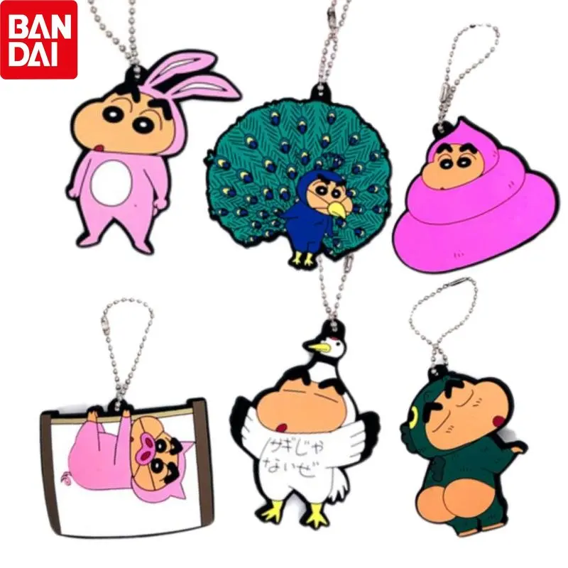 

In Shelf BANDAI Anime Figures Crayon Shin-chan Shinnosuke Nohara Genuine Rubber Pendant Set Kids Toy Christmas Gifts