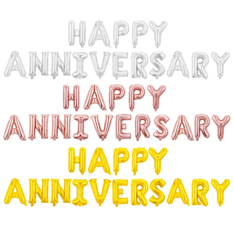 

Happy 16-inch Wedding Anniversary Decoration HAPPY ANNIVERSARY Aluminum Balloon Set