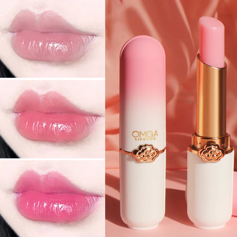 

Peach Color Lip Balm Crystal Temperature Change Lipstick Girl Moisturizing LongLasting Lip Gloss Makeup Lip Care Repair Cosmetic