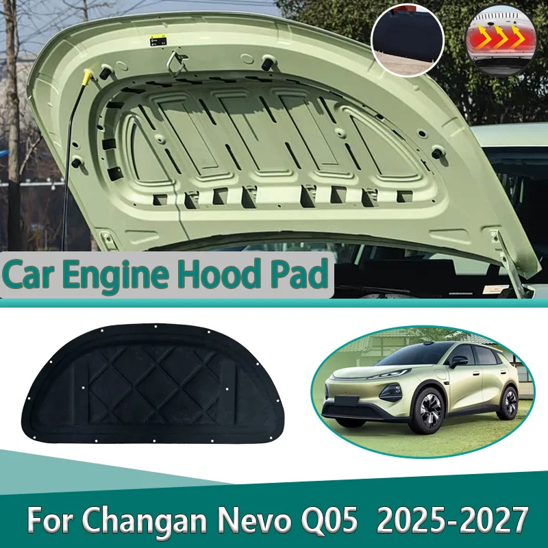 Фото Для Changan Nevo Q05 E06 MK2 2025 2026 2027: Шумопоглощающая и теплоизоляционная накладка на передний капот, автомобильные аксессуары №1